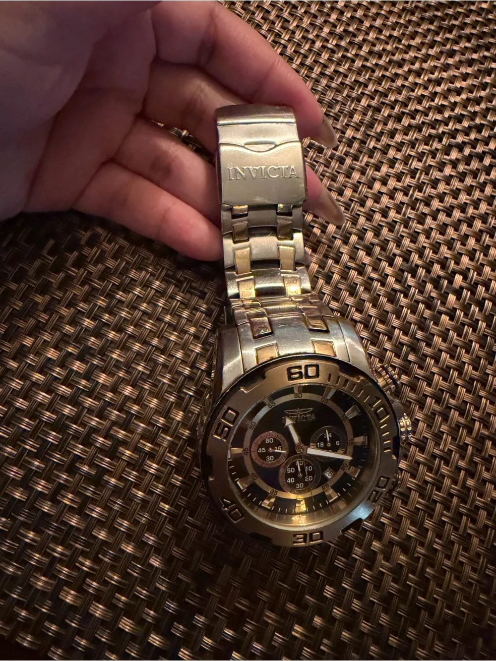 Invicta Two-Tone Black and Gold Chronograph Men's Watch